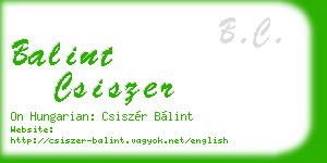 balint csiszer business card